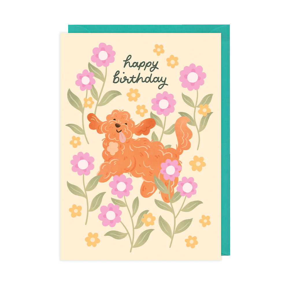 Cockapoo Flowers, Birthday Card