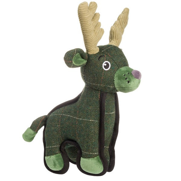 Green Tweed Stag Dog Toy